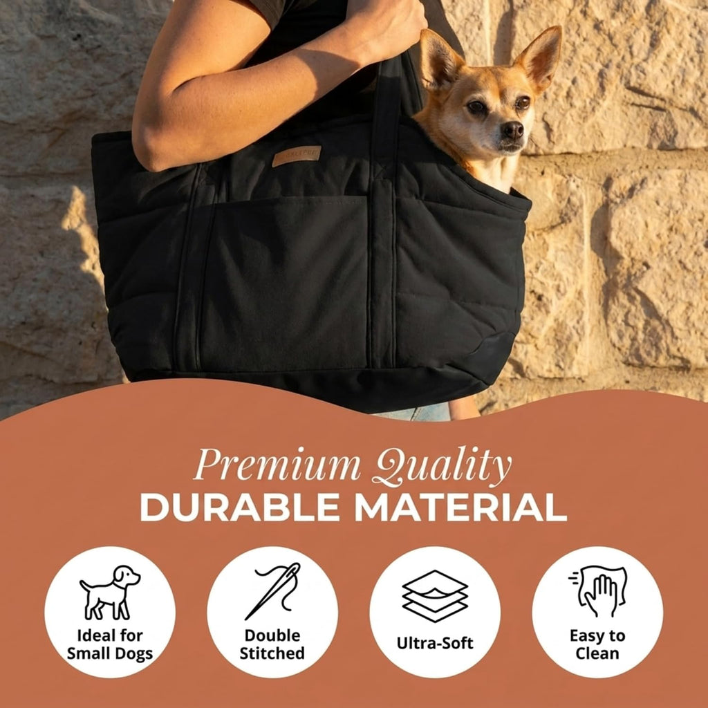 Plush Dog Purse Carrier for Small Dogs, Soft Tote, Black