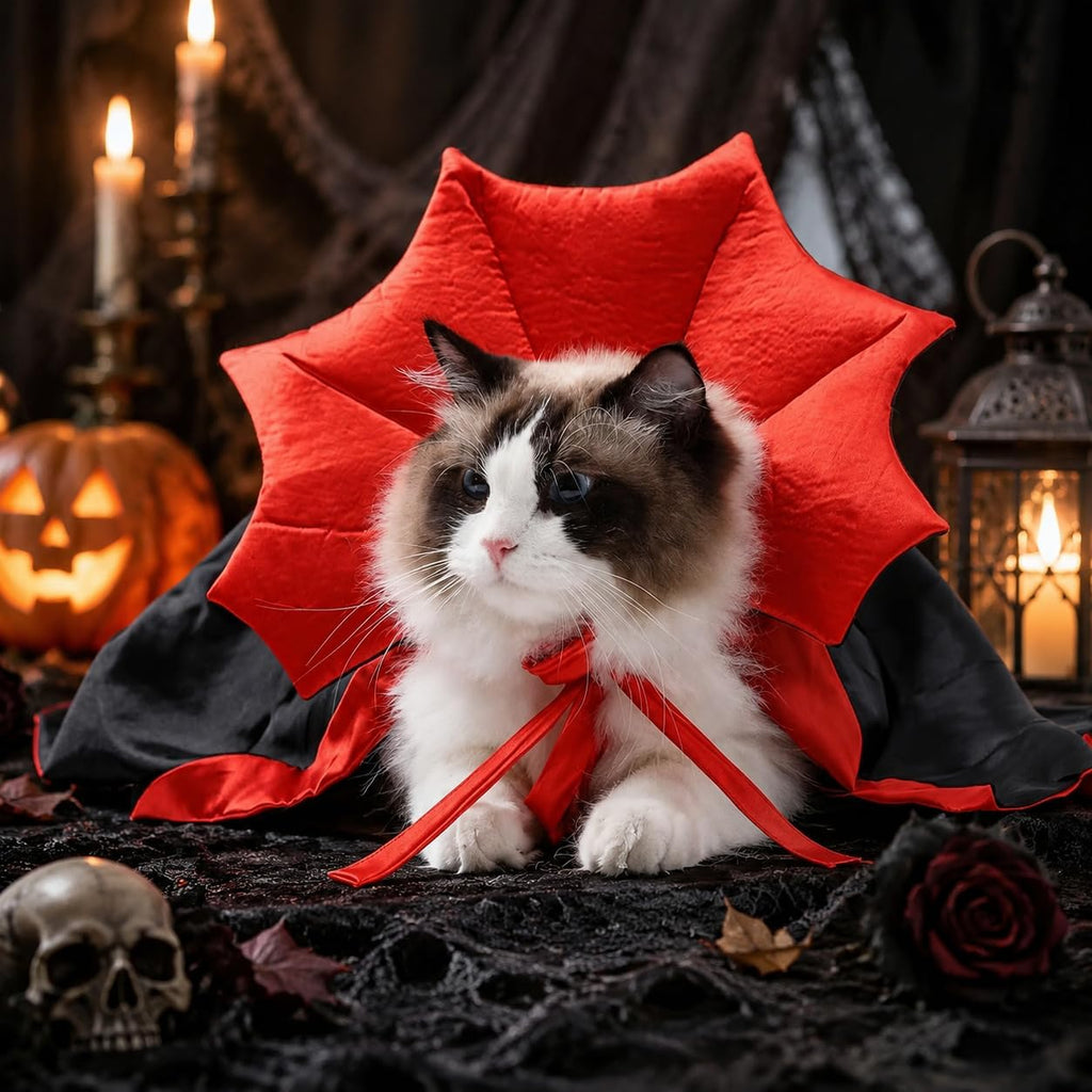 Dog Halloween Costumes for Small Medium Large Dogs Cats, Adjustable Cat Dog Vampire Costume Cloak Stand-Collar,Small Dog