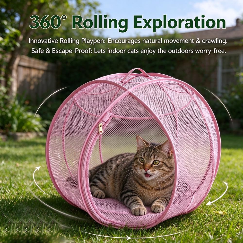 Cat Venture Ball, Pop up Outdoor Cat Enclosure (Green)