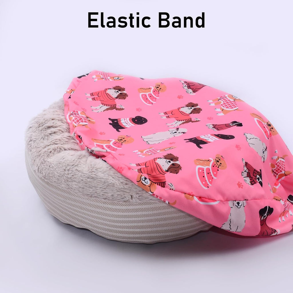 Round Replacement Dog Bed Covers Elastic Edged Washable 20 x 9.8 Inch