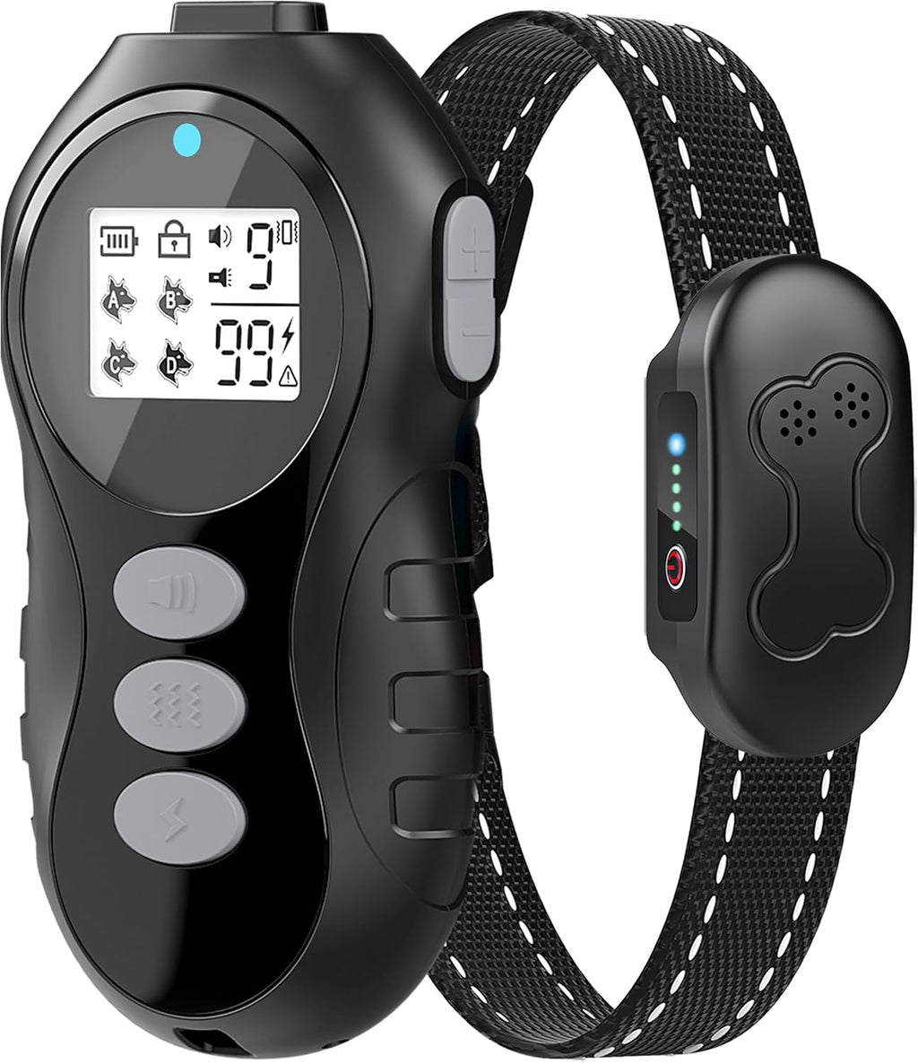 Dog Shock Collar with Remote Control, Waterproof Dog Training Collar, Bk