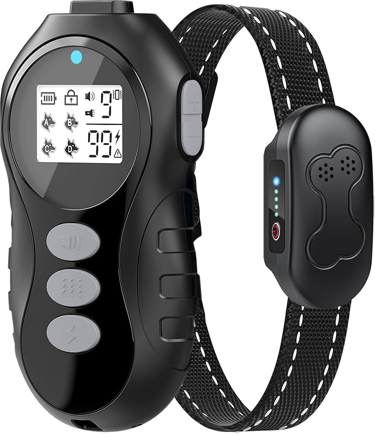 Dog Shock Collar with Remote Control, Waterproof Dog Training Collar, Bk