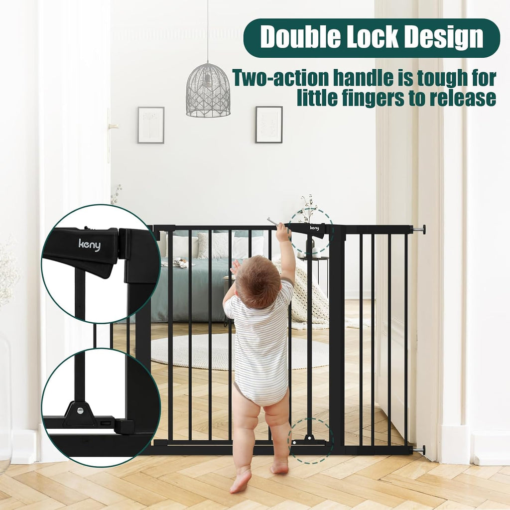 keny 29.7"-46" Baby Gate for Stairs, Auto Close Dog Gates for Doorways
