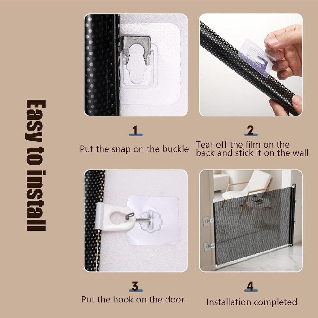 No-Drilling Retractable Dog Gate - Door Fence Accessory, Product with