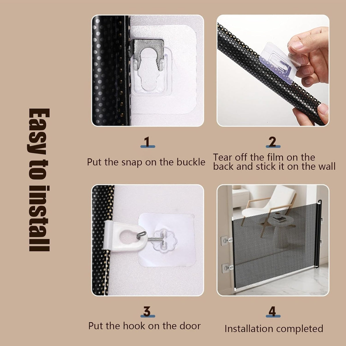 No-Drilling Retractable Dog Gate - Door Fence Accessory, Product with