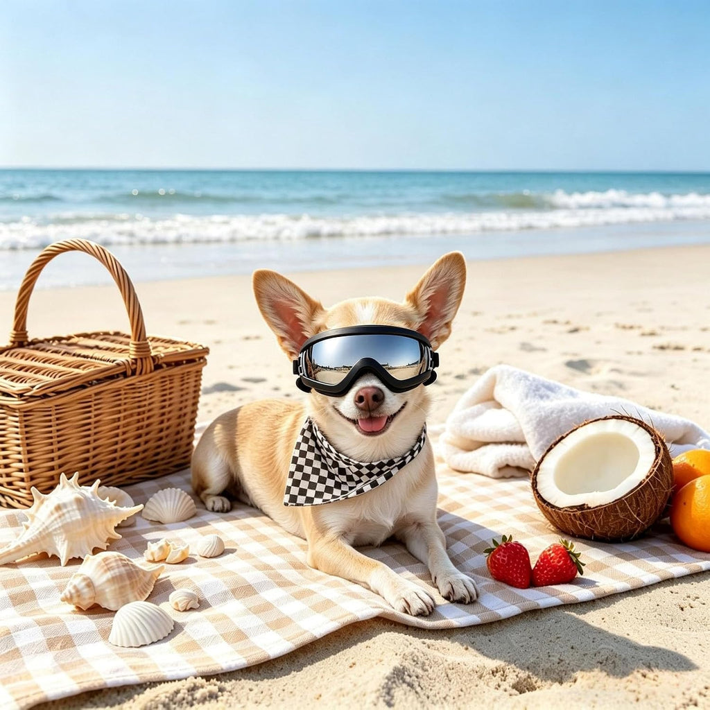 Dog Goggles for Small Breeds, UV Protection Dog Sunglasses with Adjustable Straps, Windproof Pet Eyewear for Small Pet, 