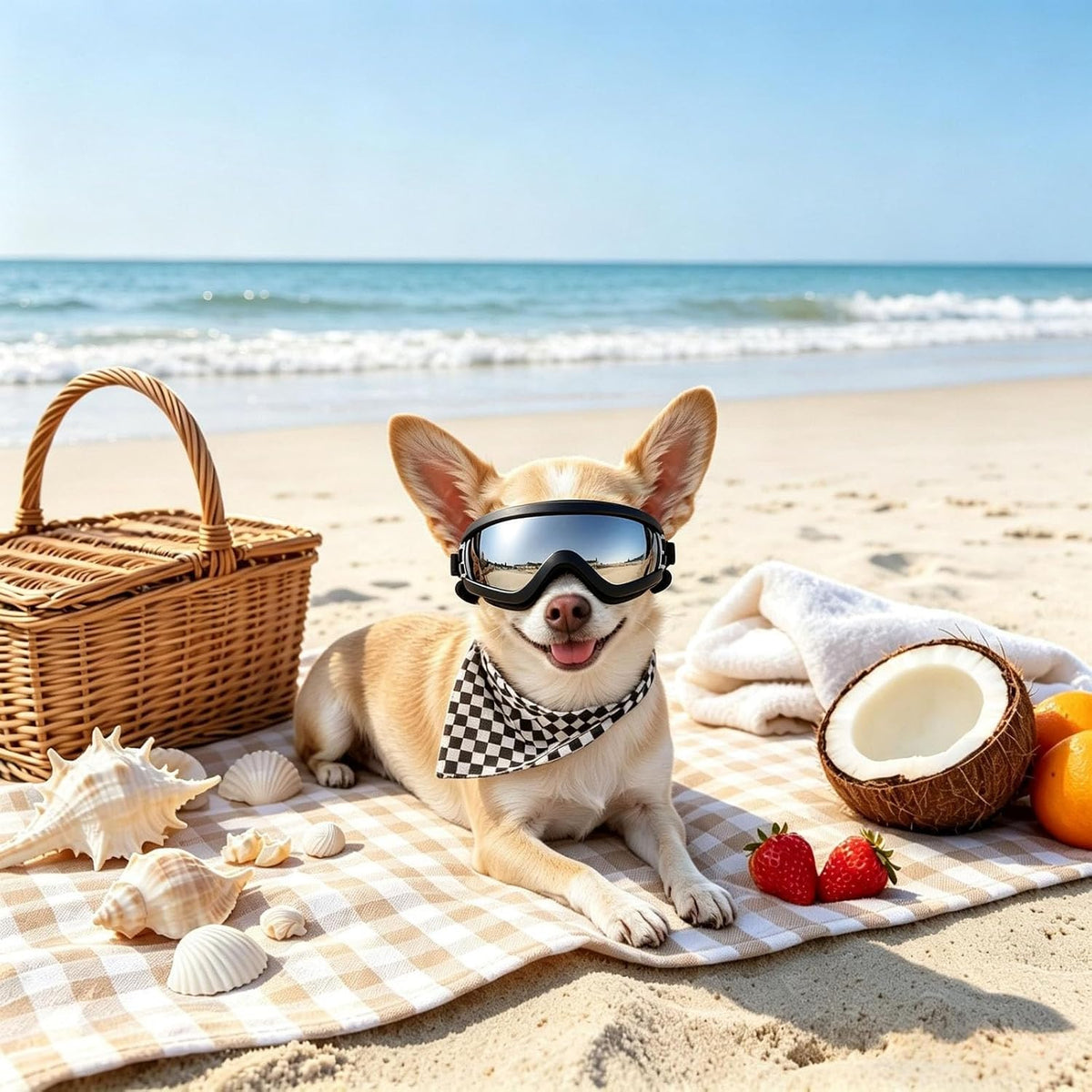 Dog Goggles for Small Breeds, UV Protection Dog Sunglasses with Adjustable Straps, Windproof Pet Eyewear for Small Pet, 