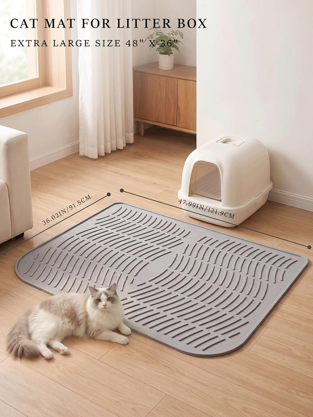 Cat Litter Mat 48"x 36", Urine-Proof Extra Large Litter Box Mat