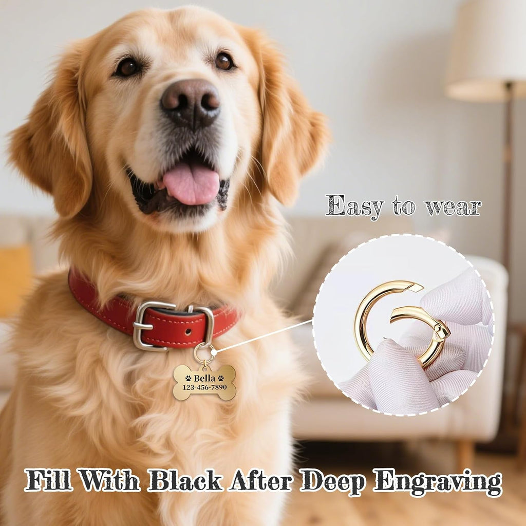 Personalized Brass Dog Tag, Custom Engraved Pet ID Tag Bone