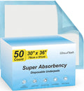 50 Count 30” x 36” Super Absorbency Disposable Underpads