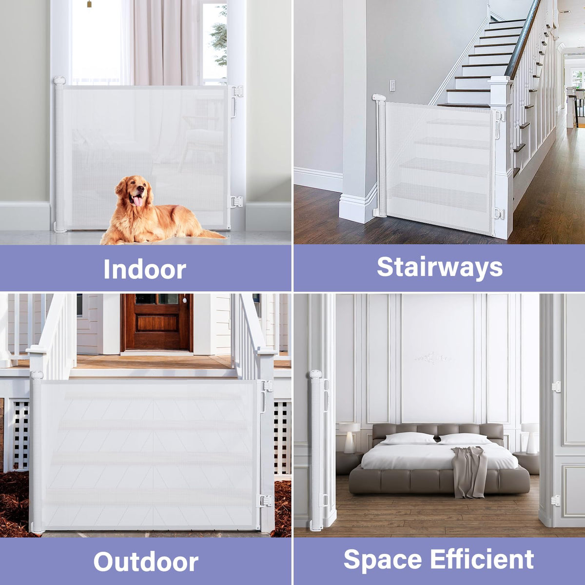 PRObebi Retractable Baby Gates for Stairs & Doorways, Indoor & Outdoor Use