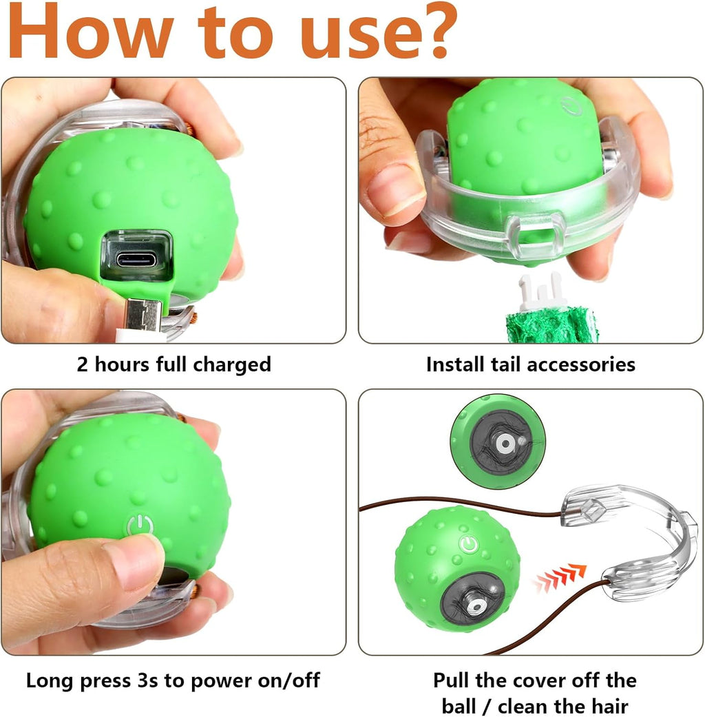 Giociv Interactive Cat Toys for Bored Cats, with Chirping, Centipede Motion Wake-up Super Motor Cat Ball on Rug
