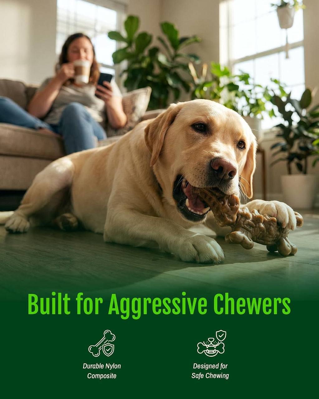 3-Pack Dog Toys for Aggressive Chewers 25-90 lbs,Bacon Flavored