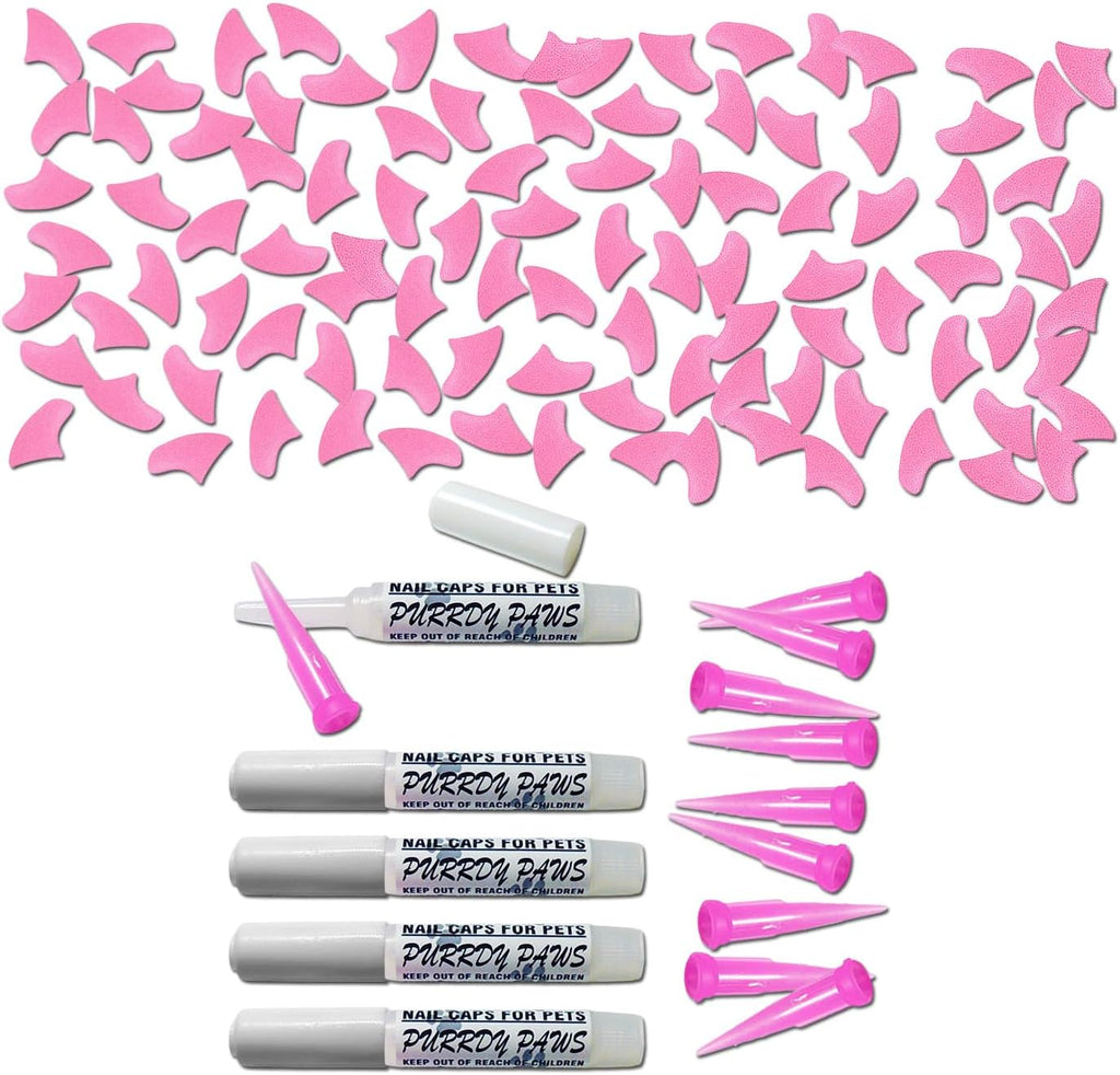 Soft Nail Caps for Cat Claws, Pink Glitter Glow in the Dark, 100pk, Small