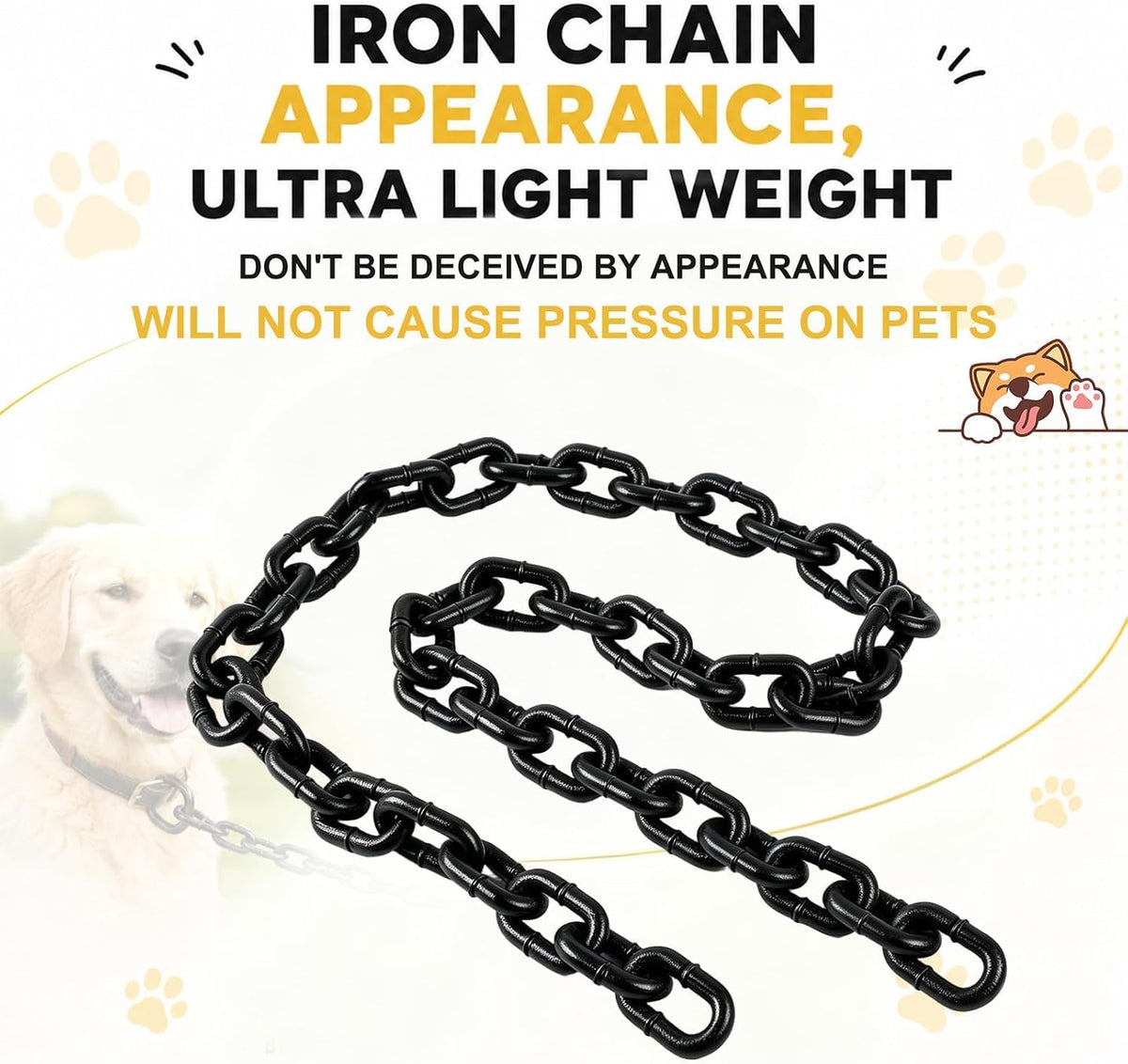 Fake Big Chain Dog Leash for Small Dogs & Cats, 75 Inch，Grey