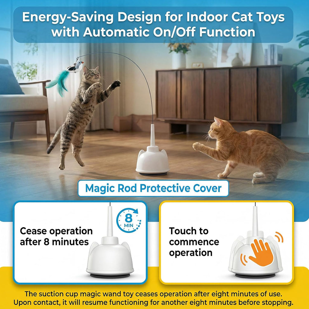 Interactive Cat Toys for Indoor Cats Toy Wand 360°Automatic Moving Cat Toys