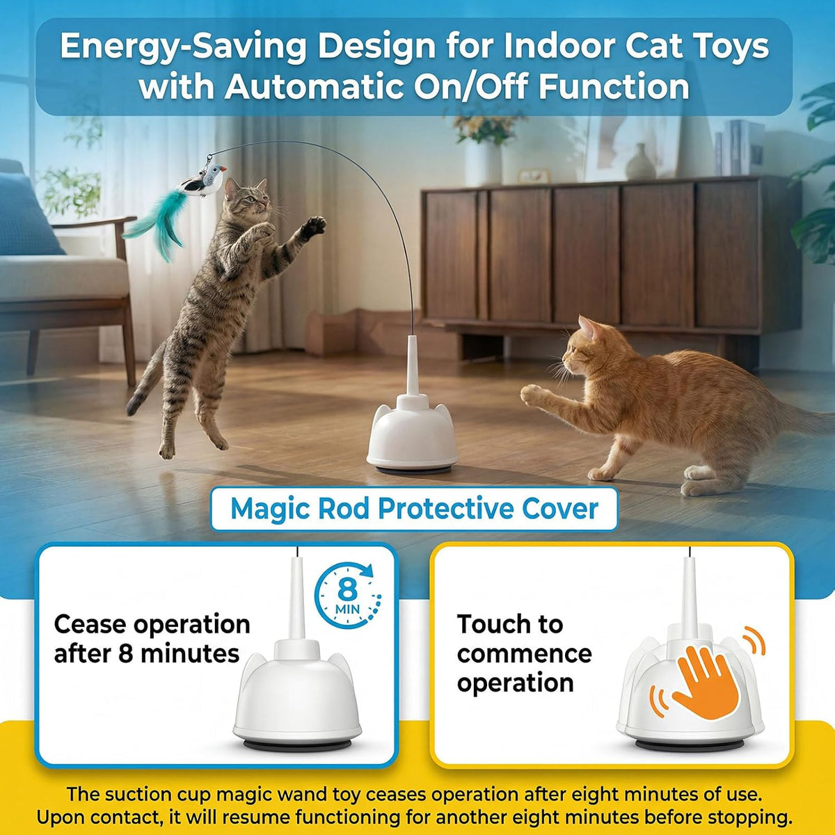 Interactive Cat Toys for Indoor Cats Toy Wand 360°Automatic Moving Cat Toys