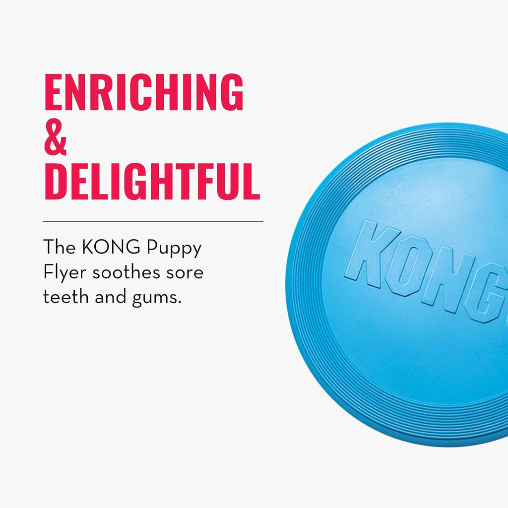 KONG Puppy Flyer, Soft Rubber Flying Disc Toy, for Small Puppies, Blue