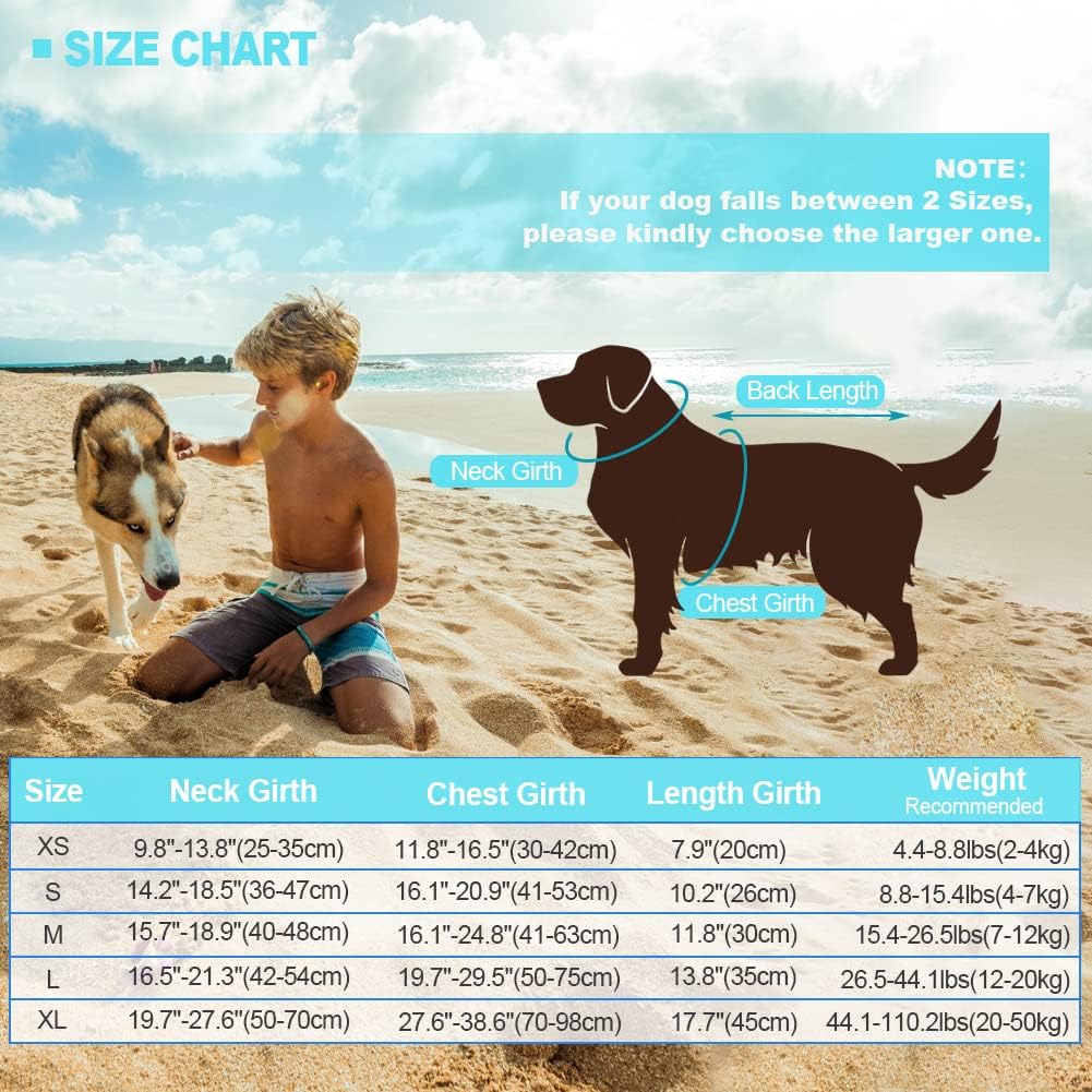 EMUST Shark Dog Life Jackets for Water Safety - Adjustable Ripstop Pet Life Vest with Rescue Handle for Swimming Pool, B
