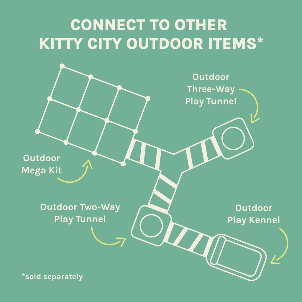 Kitty City Large Outdoor Cat Play Cube, Mesh Pop-Up Cat Enclosure for Indoor & Outdoor Use, Expandable Modular Cat Playpen with Zippered Access - Green