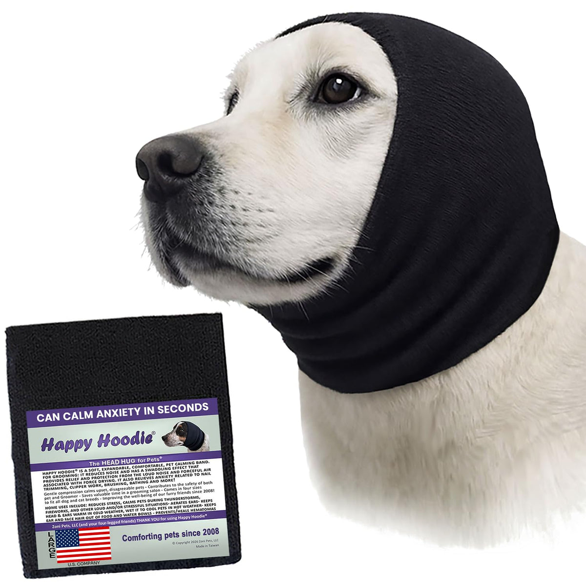 Happy Hoodie The Original Dog & Cat Calming Band for Noise & Anxiety Relief
