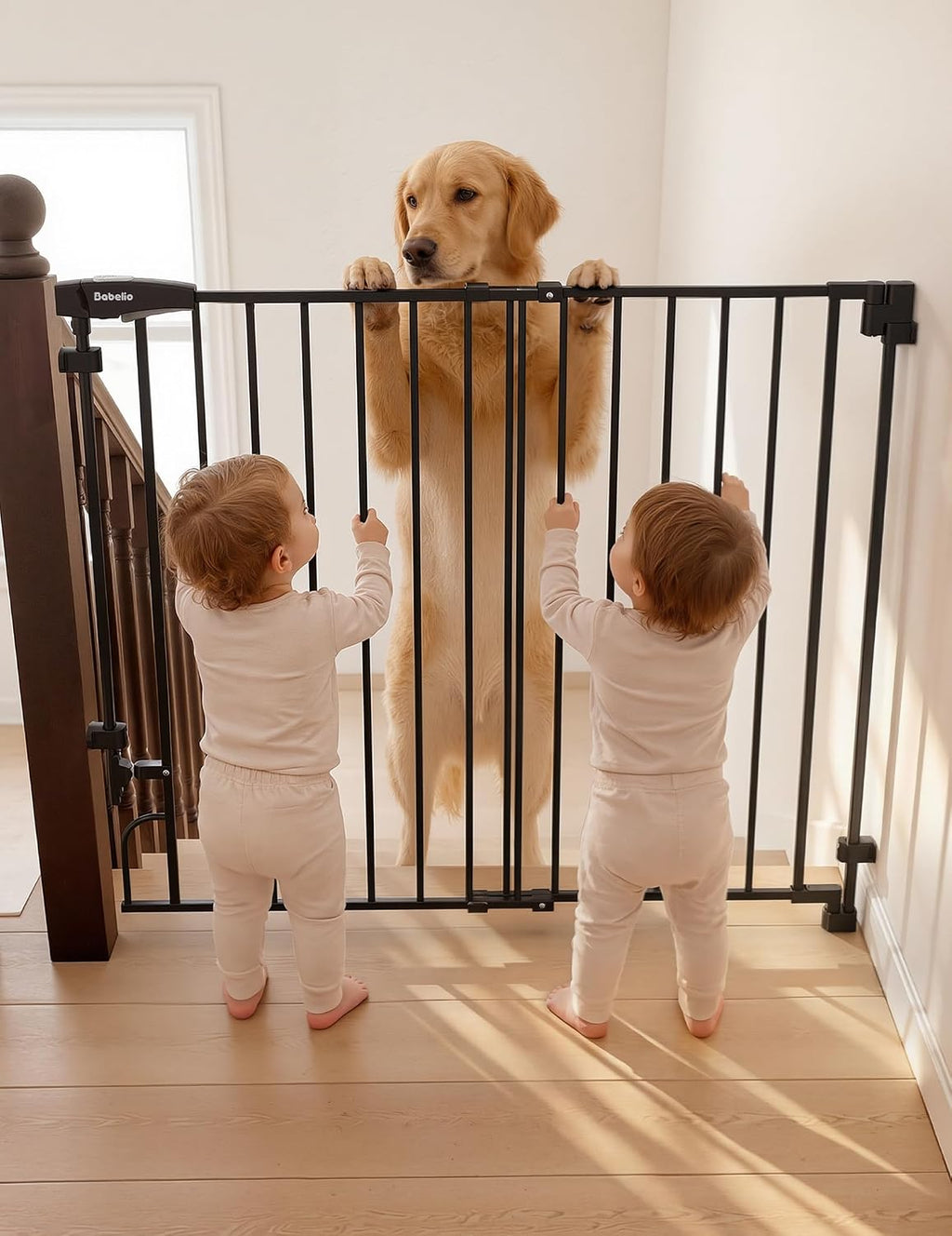 Babelio Removable Baby Gate for Stairs No Bottom Bar, 29-43", 30" H, Black