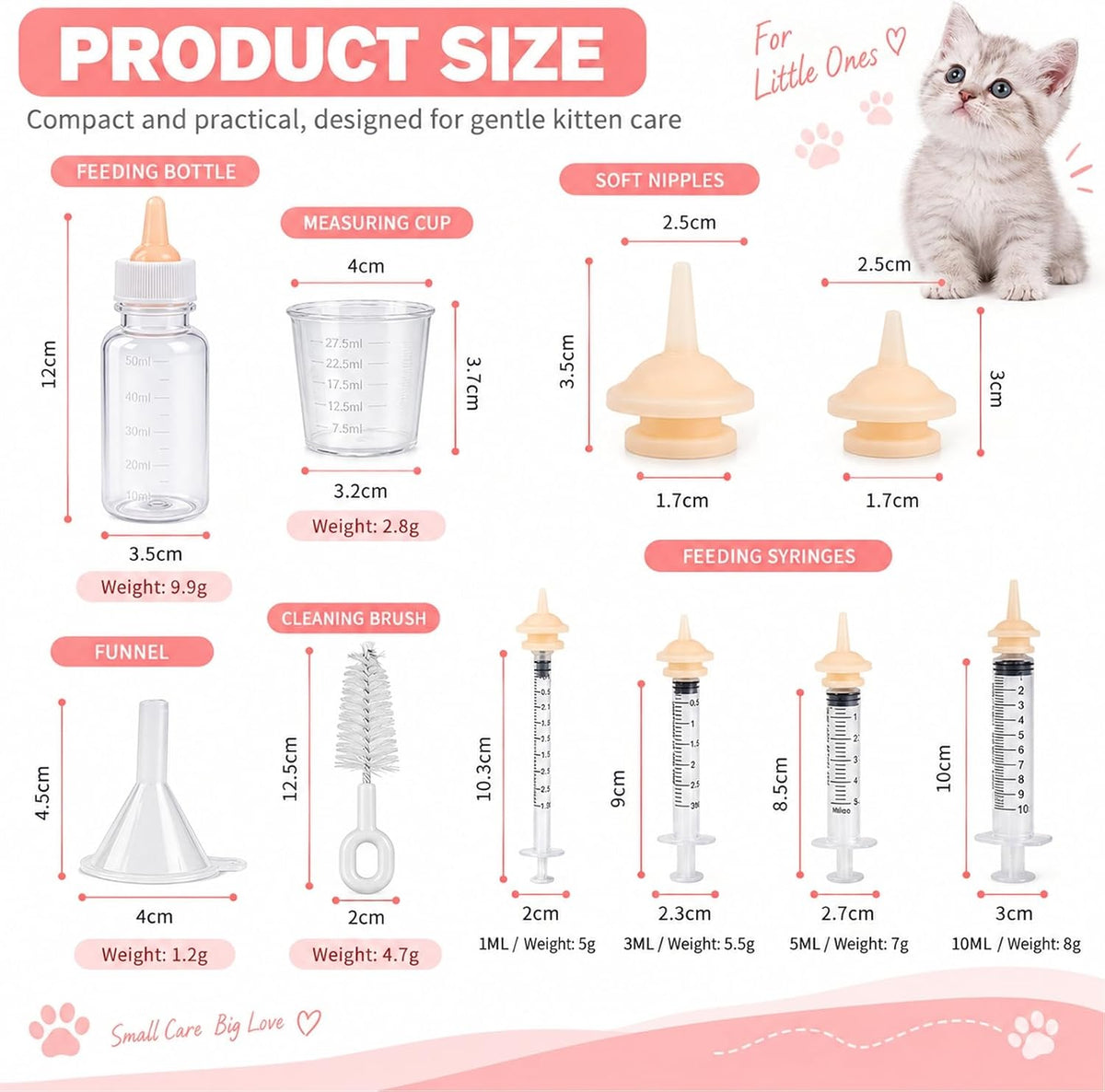 Miracle Nipple for Kittens,Pet Nursing Kit for Newborn Puppies