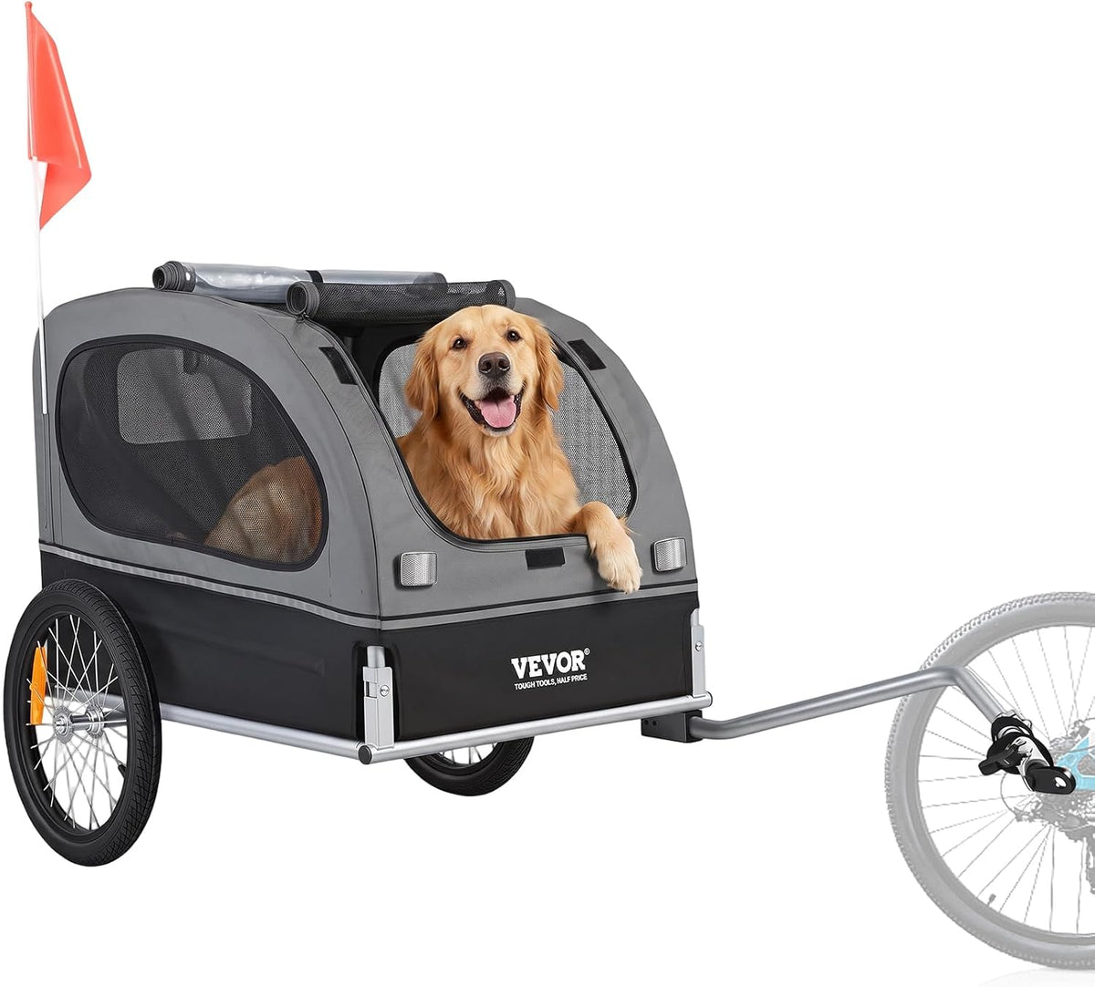 VEVOR Dog Bike Trailer, Supports up to 88 lbs, Pet Cart Bicycle Carrier, Easy Folding Frame with Quick Release Wheels, U
