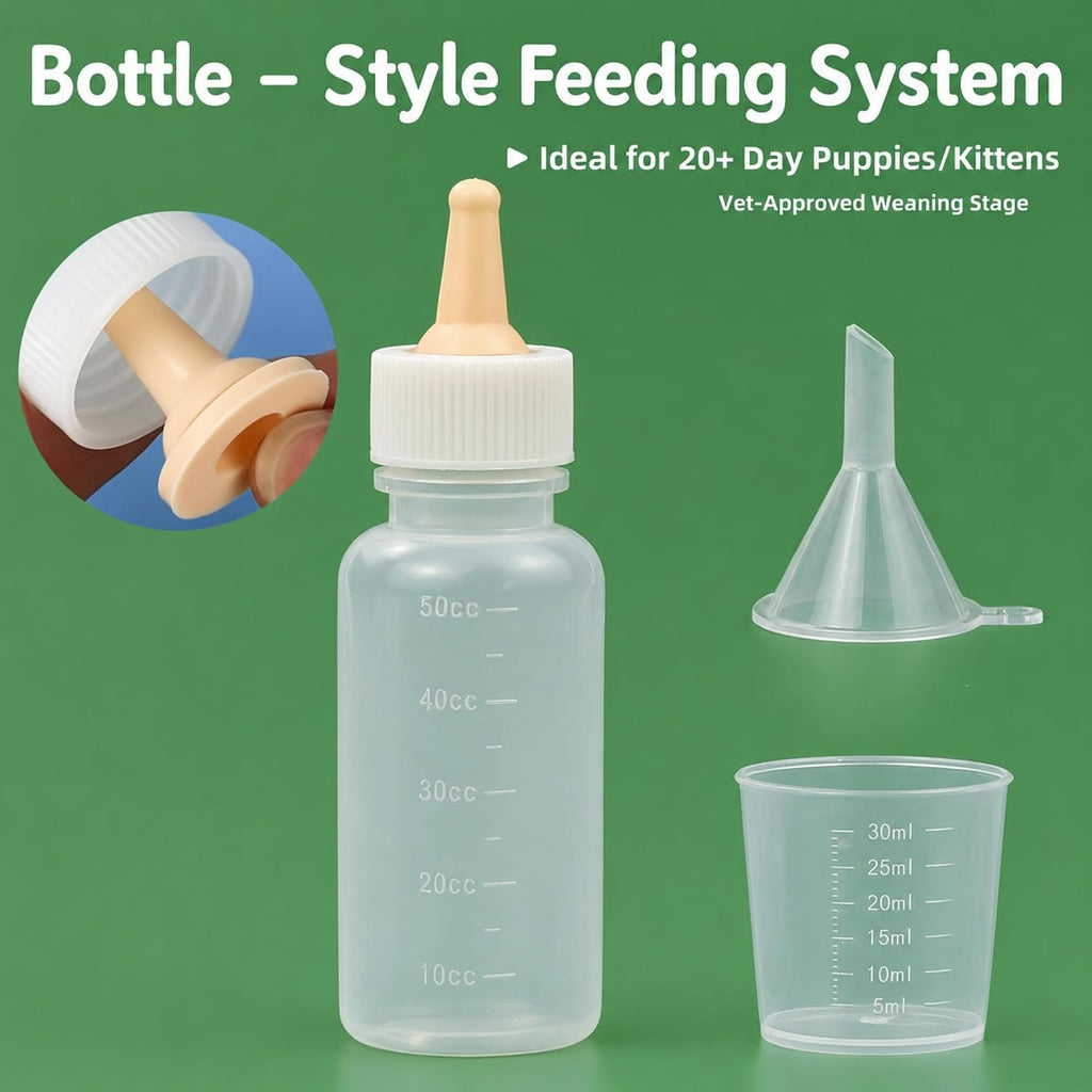 Pet Nursing Kit, Kitten Bottle Feeding Set with Nursing Nipples, Formula Dispenser, Liquid Syringe for Newborn Puppies a