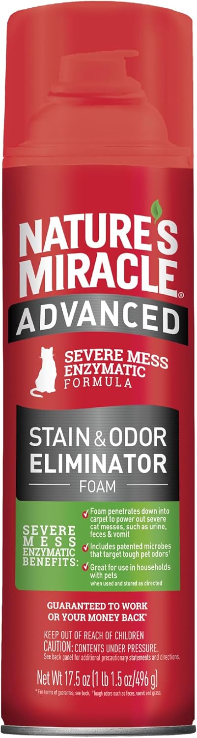 Nature's Miracle Advanced Cat Stain & Odor Eliminator Foam, 17.5 oz