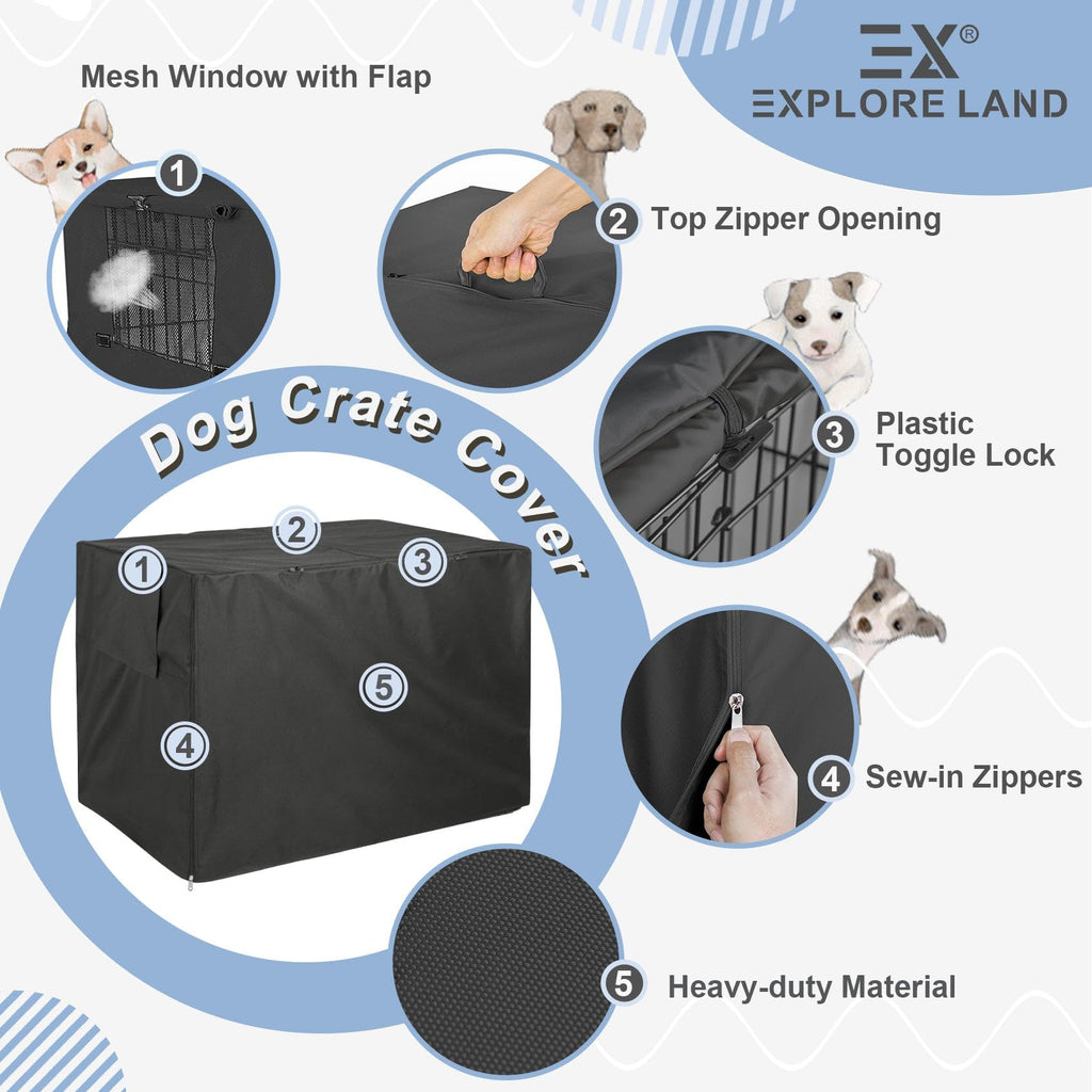 Explore Land Dog Crate Cover, 48 inches, Black