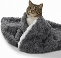 Cat Blanket for Indoor Cats, Soft Faux Fur & Sherpa, Dark Grey