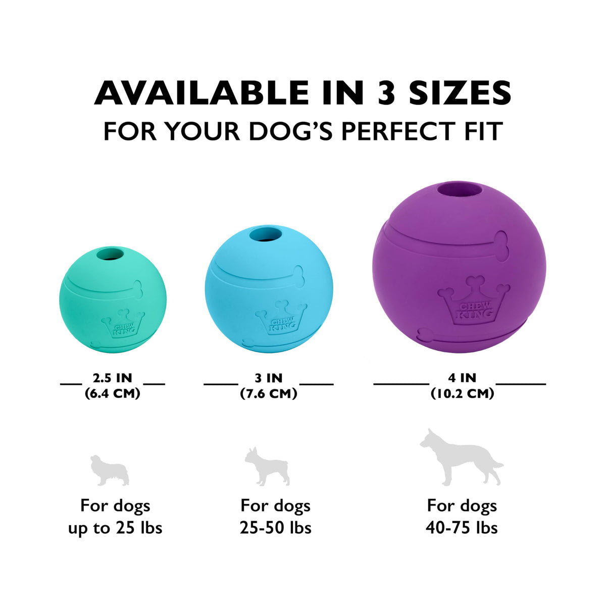 Chew King Fetch Balls Extremely Durable Natural Rubber Toy 2.5 inch, 8-pack (CM-0264-CS01)