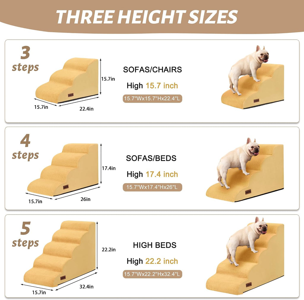 Dog Stairs for Small Dogs and Cats,3-Step Pet Ramp for Couch,Chair