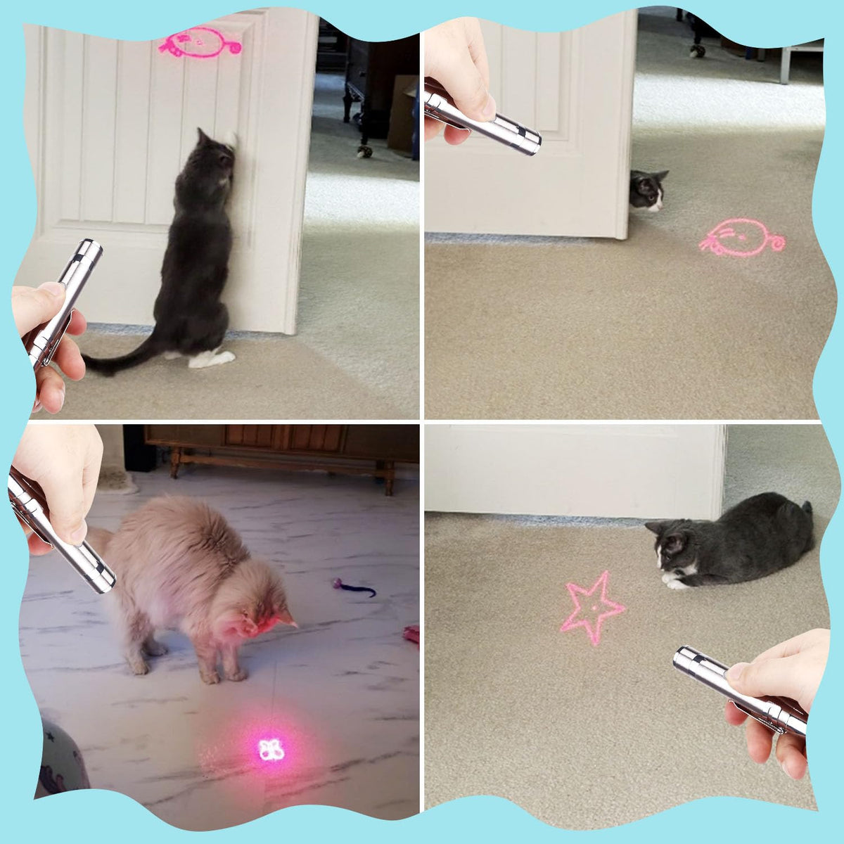 Waputne Cat Toy, 2 Pieces, Rechargeable, 3 Light Modes, 5 Fun Patterns