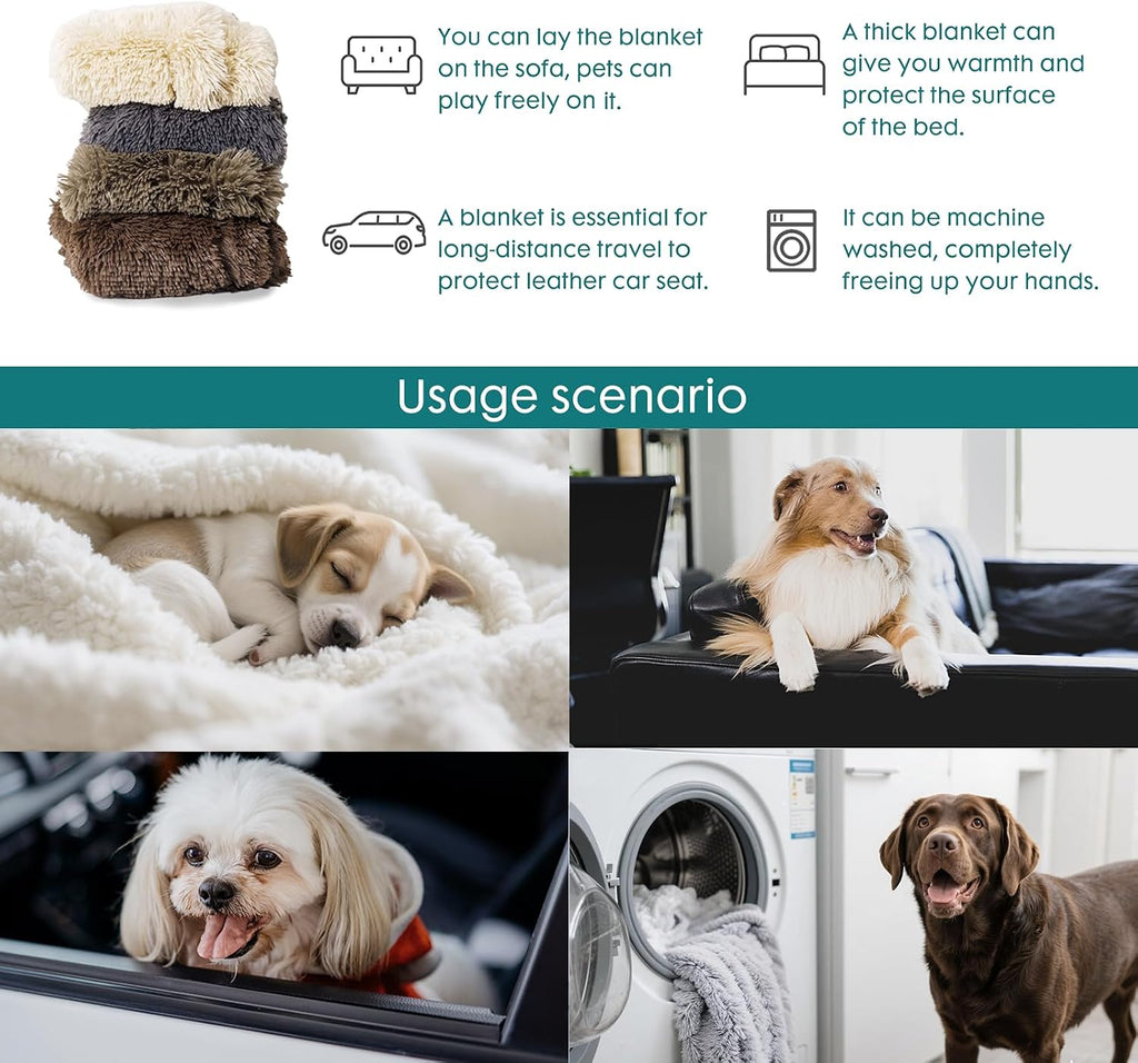 Waterproof Dog Blanket for Couch & Furniture Protection - Super Soft Reversible Throw for Large Dogs & Cats, Calming Was