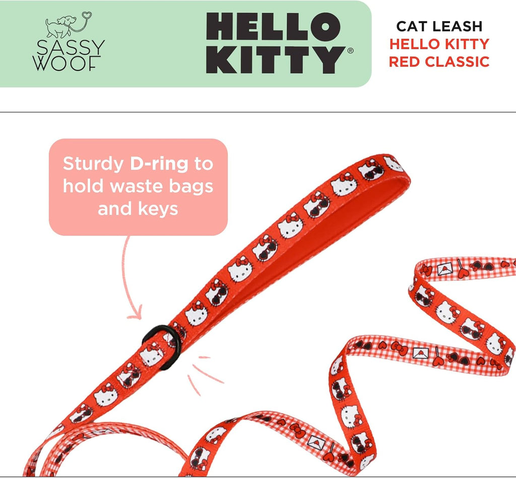 Sassy Woof Hello Kitty® Red Classic Cat Leash 60-Inch with Padded Handle