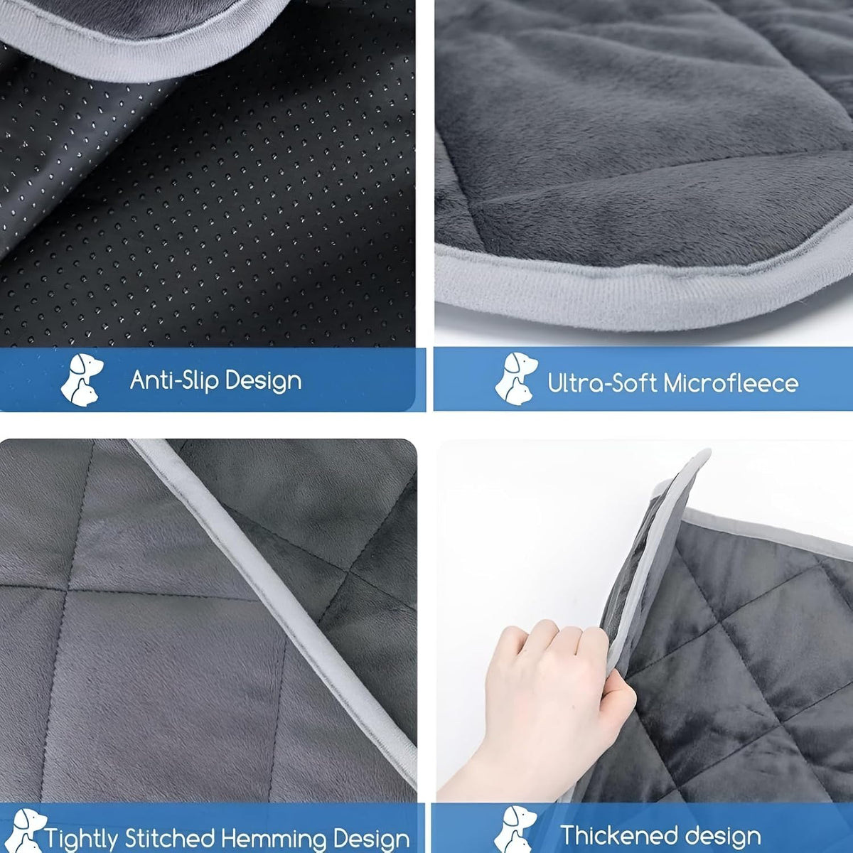 Self-Warming Pet Mat, Gray Anti-Slip Cat and Dog Bed, 16 * 20in