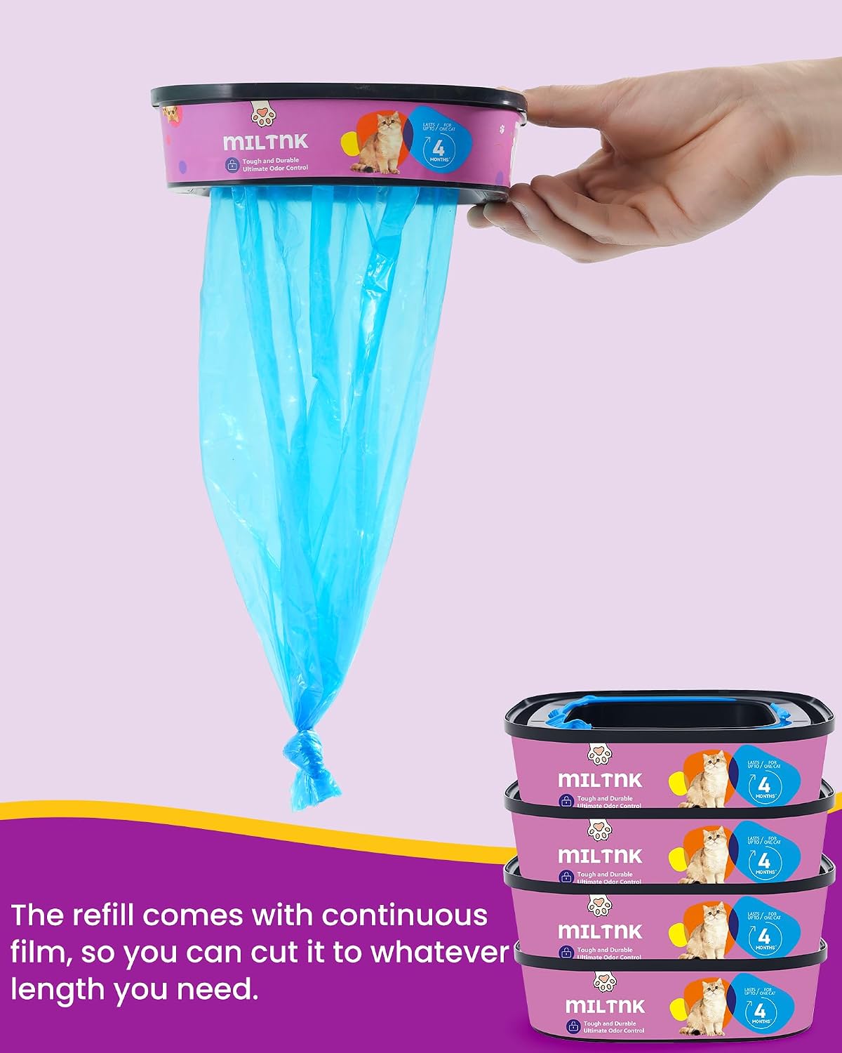 4 Pack Cat Litter Refill Bags, Litter Refill Bags Cartridge, 92 Total FT