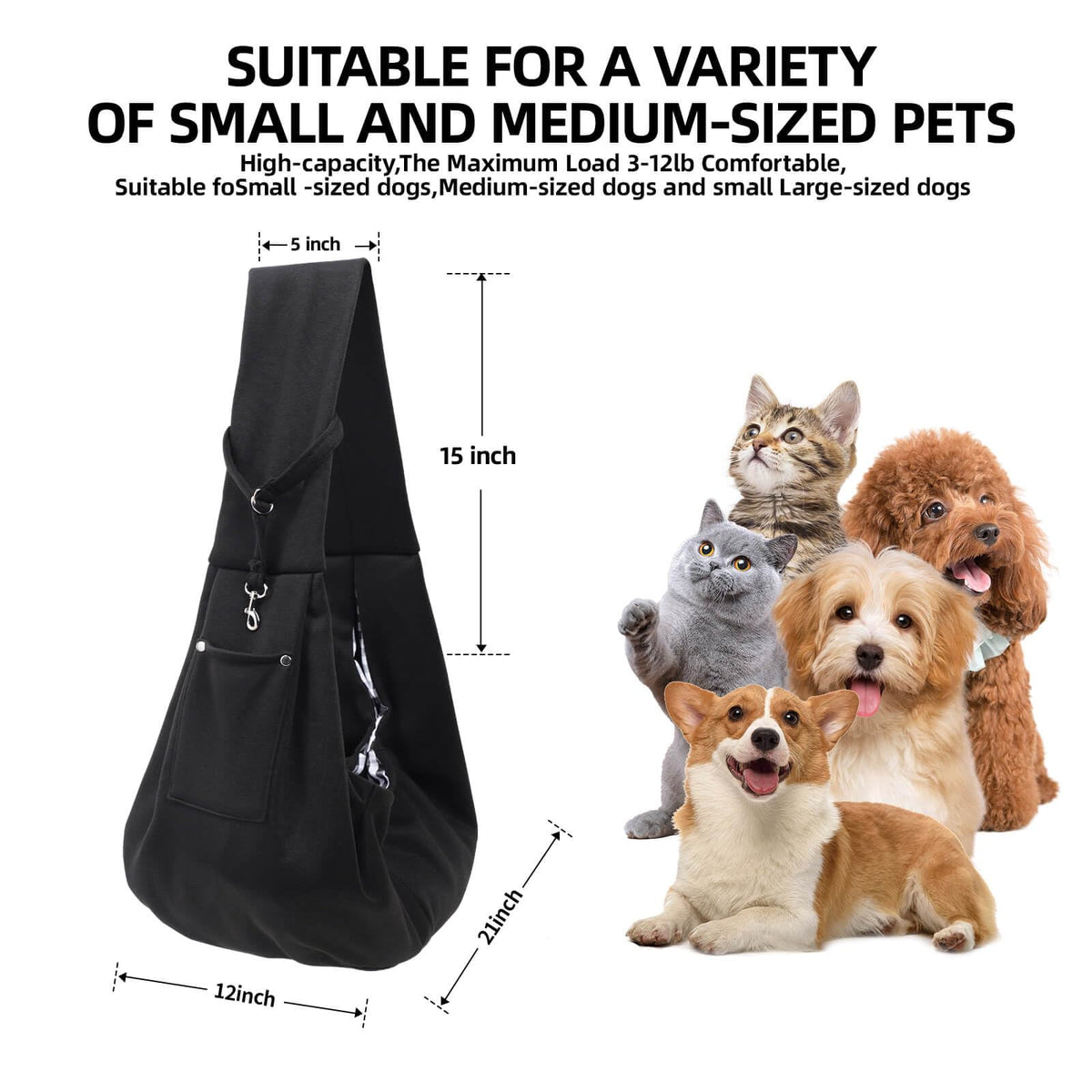 ARZQUT Dog and Cats Carrier Sling, Small Pet Carrier with Storage Pocket