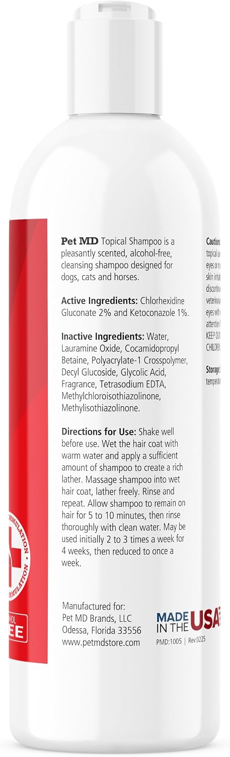 Pet MD Topical Shampoo for Dogs, Cats & Horses - Soap & Paraben Free - 16oz