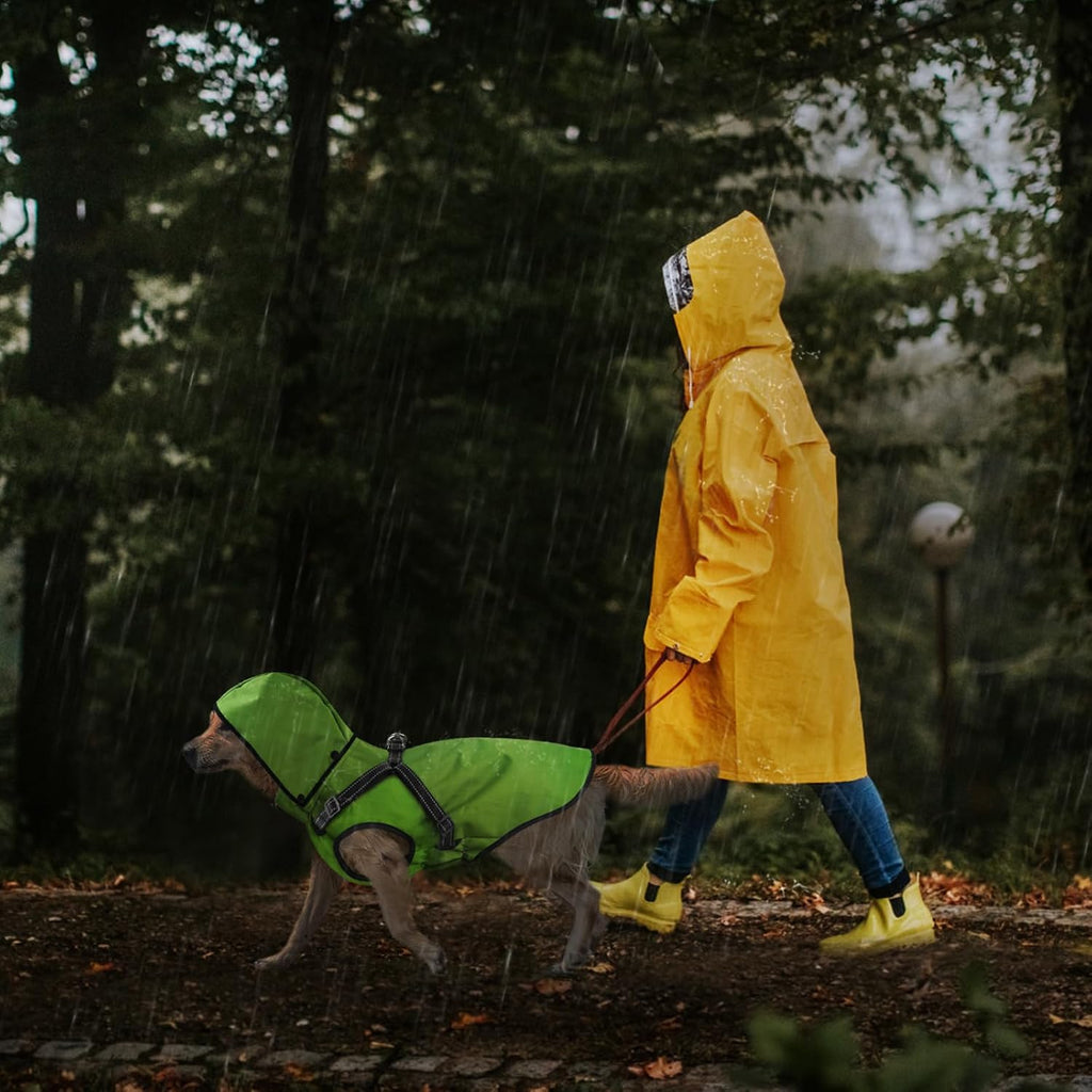 Dog Raincoat Waterproof Dog Hoodie Reflective Dog Raincoat Hooded Adjustable Rain Jacket for Small Medium Large Dogs Pup