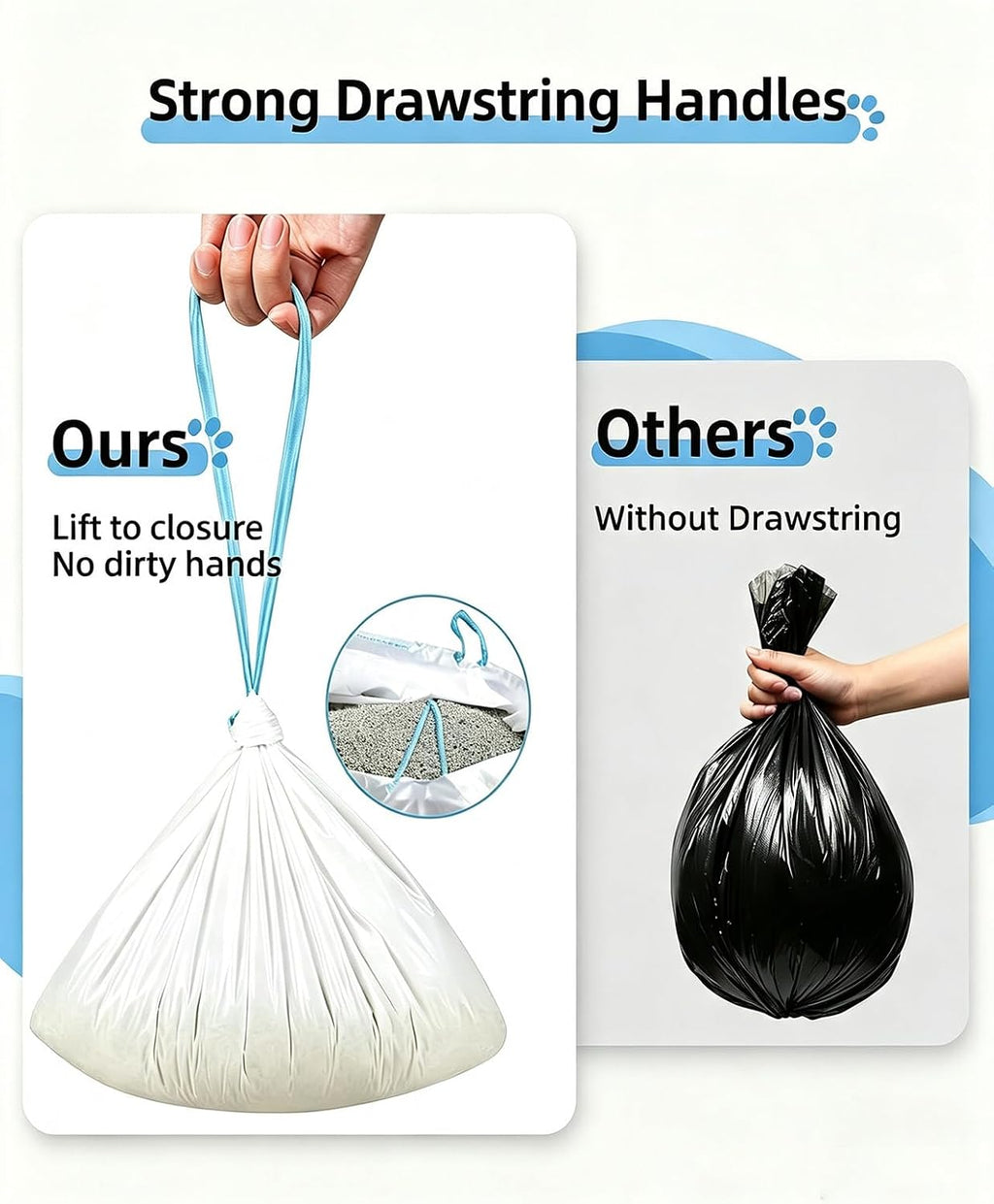 120 Count Drawstring Cat Litter Bags Compatible with MW-SC01/SC02/SC09/LR01