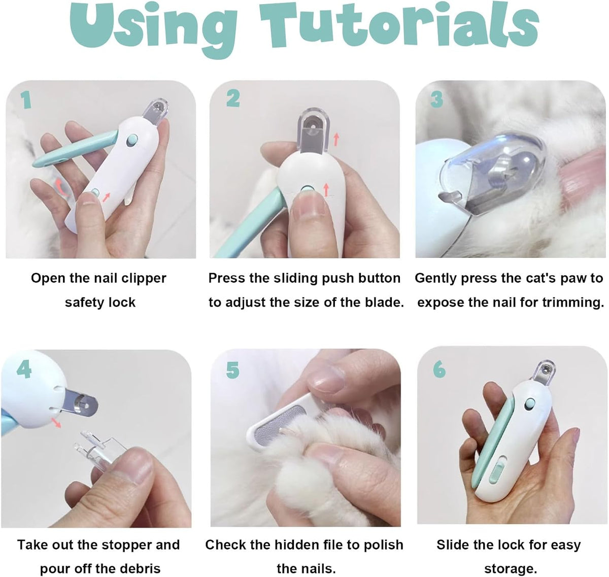 Cat Nail Clipper, Pet Nail Trimmer with 3-Level Safety Guard & Nail File
