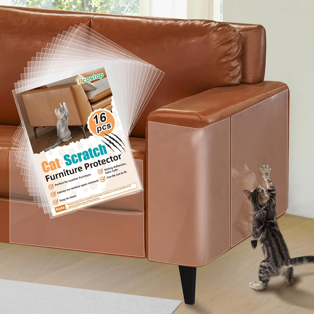 16 Pack 17"x11.8" Cat Scratch Furniture Protector for Leather Couch