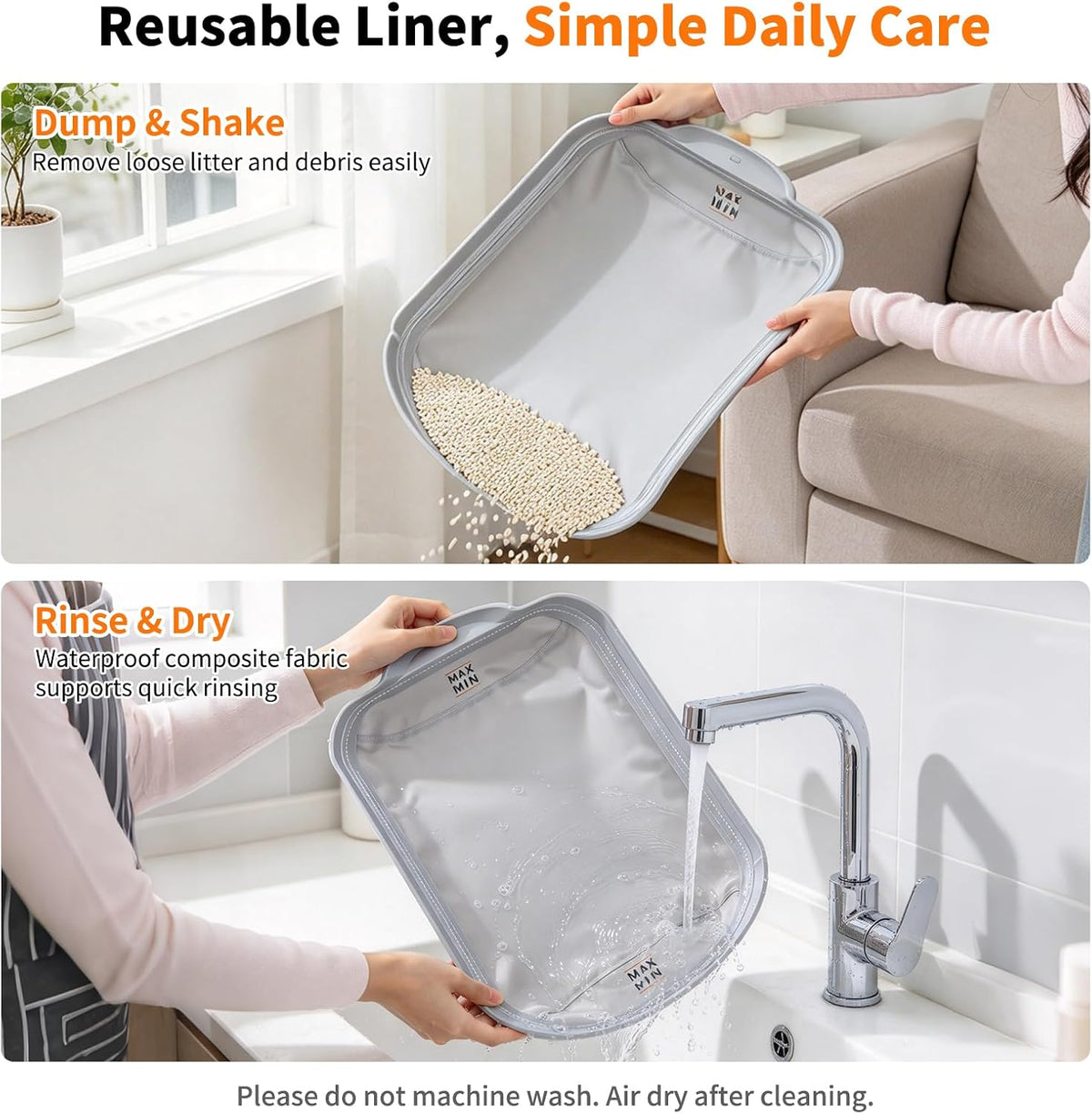 2 Pack Automatic Litter Box Liners, Waterproof Replacement Pads