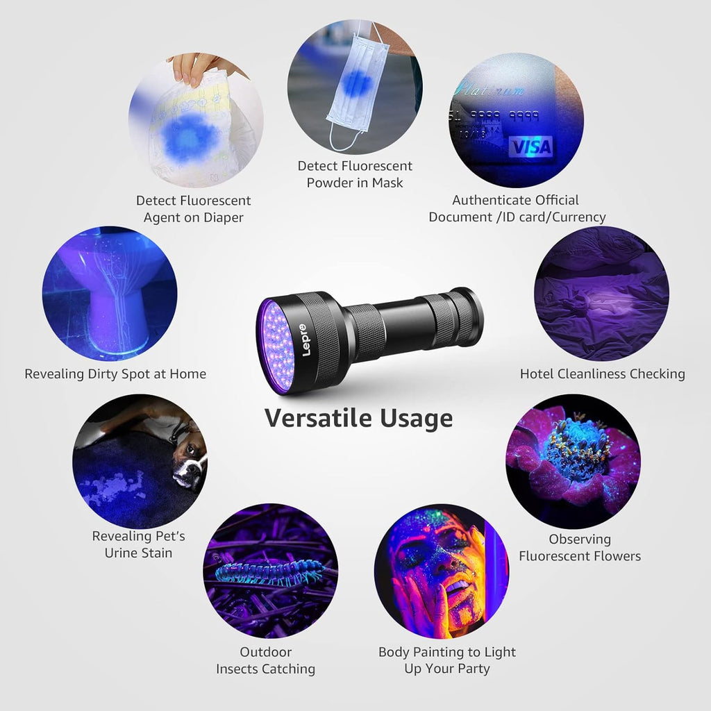 Lepro 51 LED Handheld UV Blacklight, 395nm, Pet Urine Detector