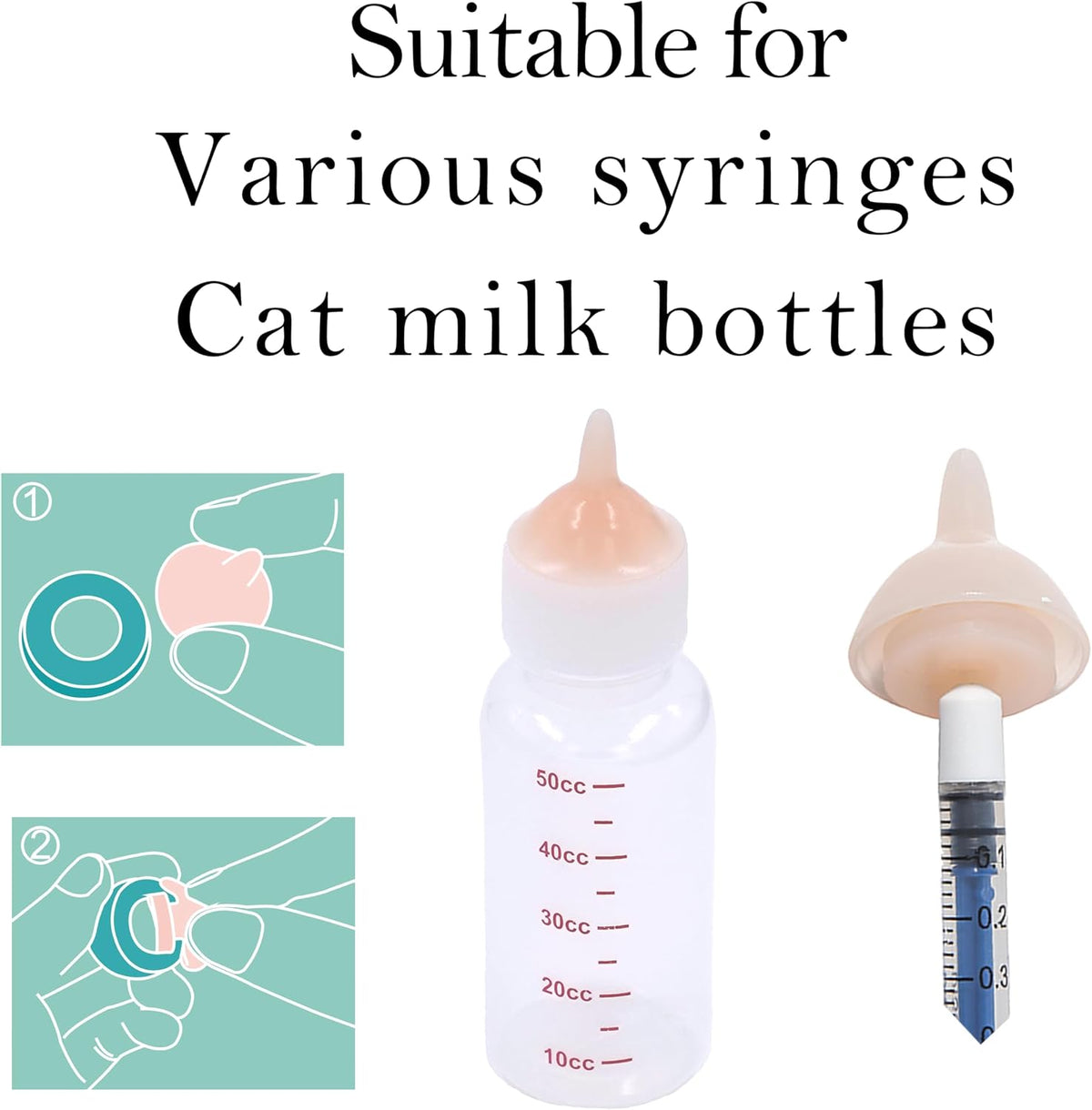 Feeding Nipple and Syringes, Puppy Kitten Nipple Feeder Kit