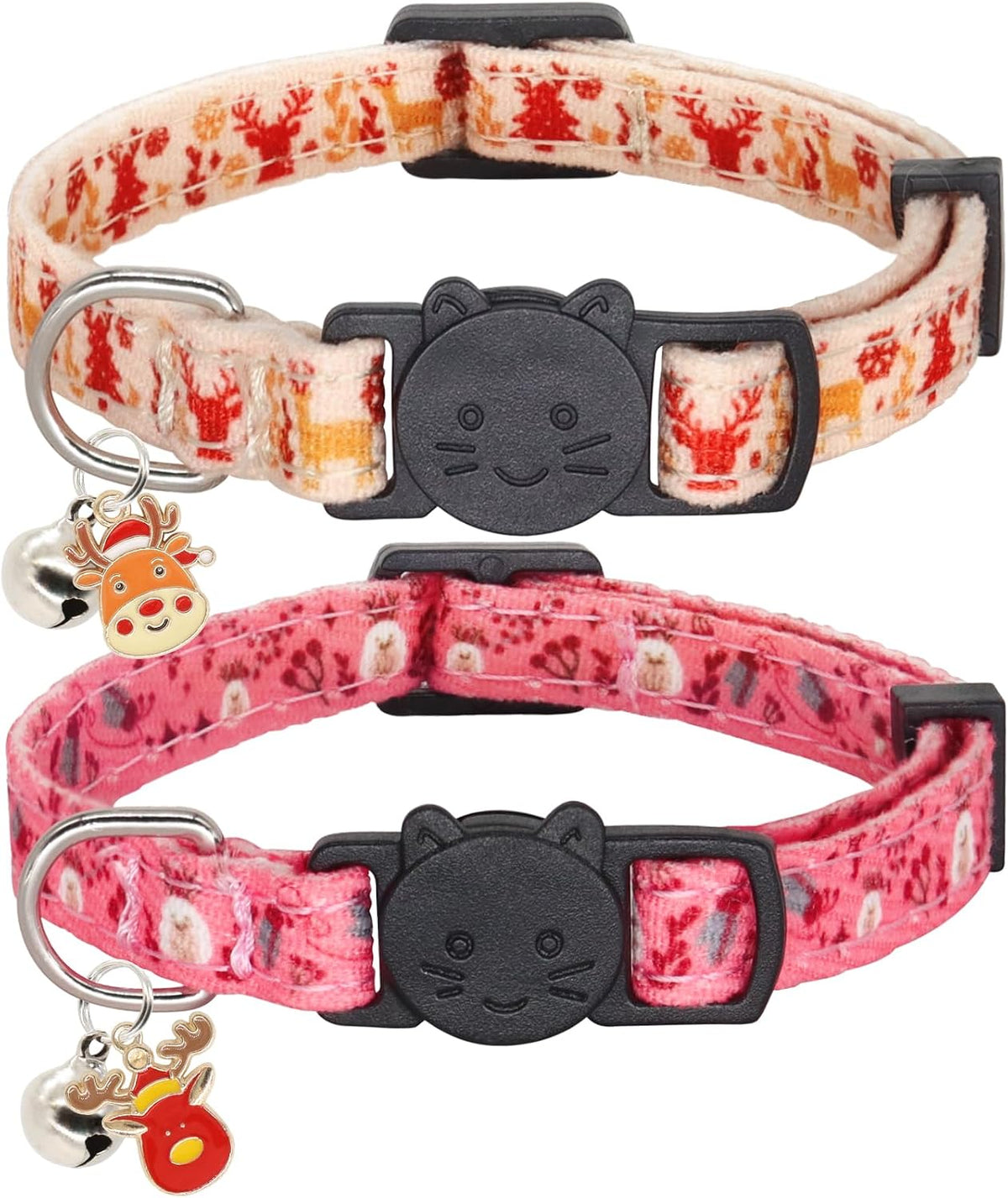 Christmas Cat Collar, Cotton Breakaway Collars for Girl Boy Kittens, Santa
