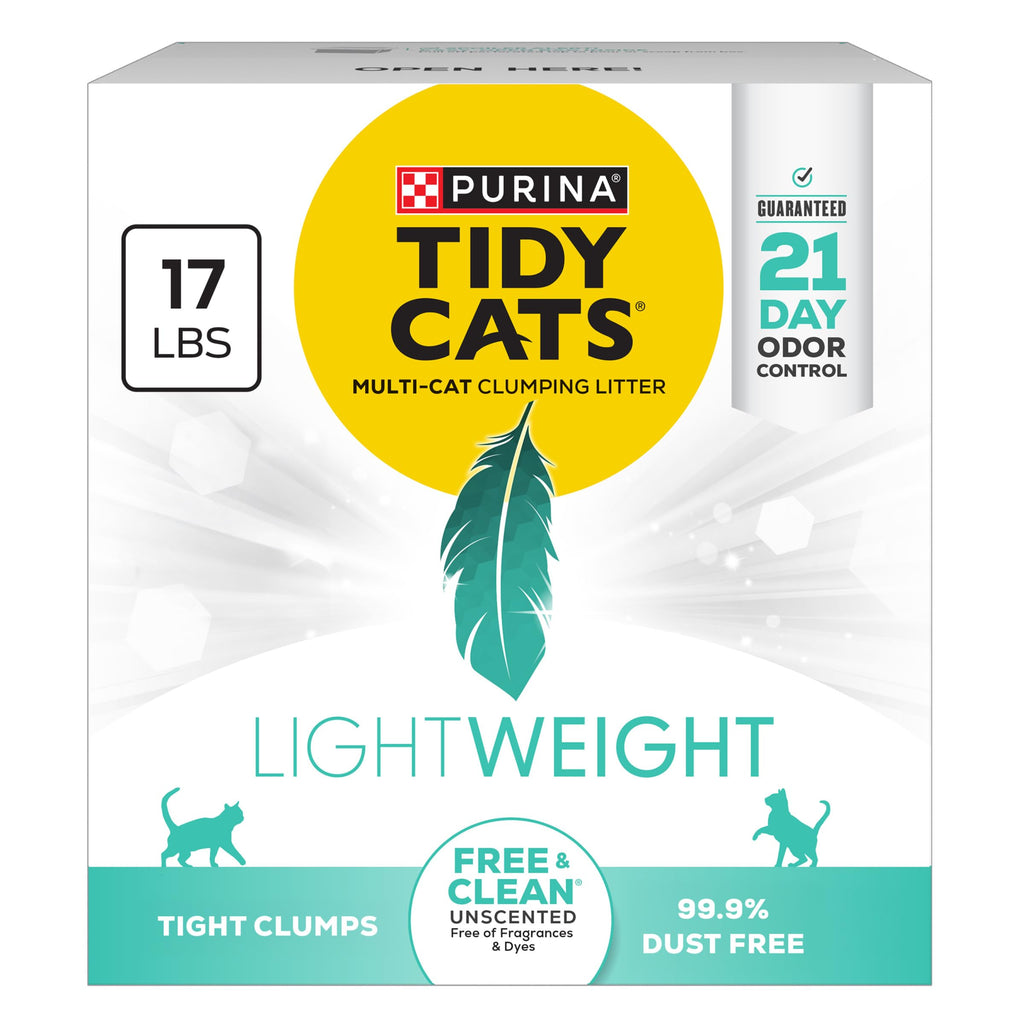 Purina Tidy Cats Low Dust Clumping Cat Litter, LightWeight Free & Clean Unscented, Multi Cat Litter - 17 lb. Box
